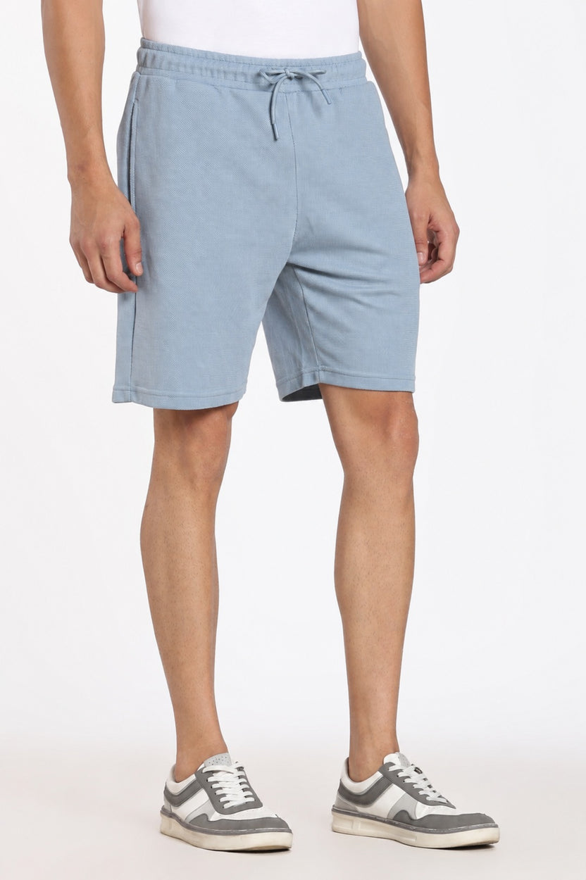 Light Blue 3 Pocketed Regular Fit Shorts - Image 3