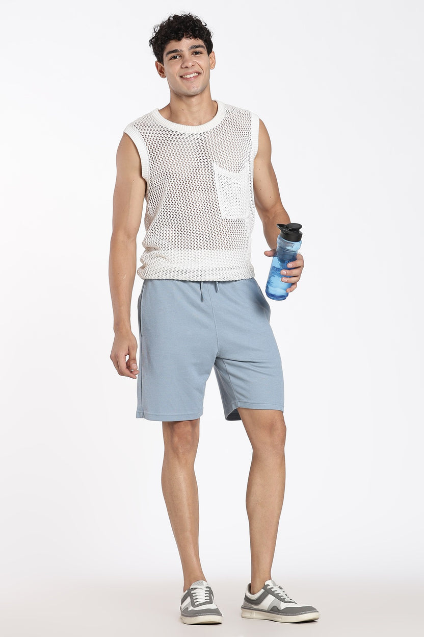 Light Blue 3 Pocketed Regular Fit Shorts - Image 5