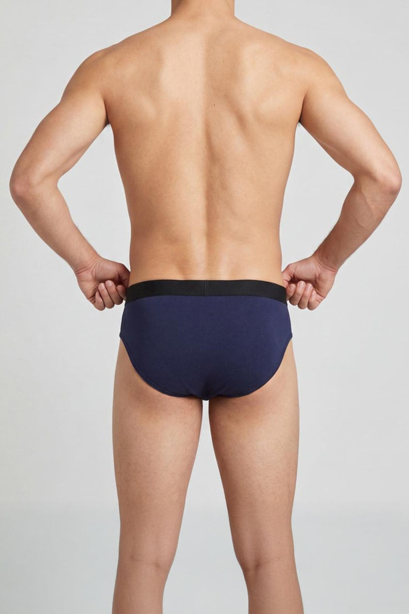 Navy Mid Rise Regular Fit Brief - Image 3