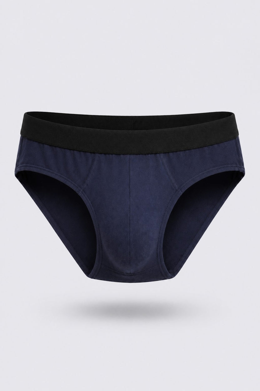 Navy Mid Rise Regular Fit Brief - Image 4