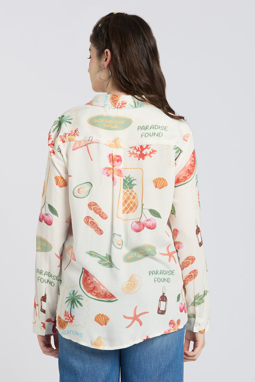 Off White Novelty Regular Fit Shirt - Image 4
