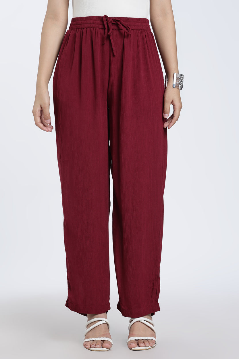 Red Solid Regular Fit Co Ord Set for Women - Image 3