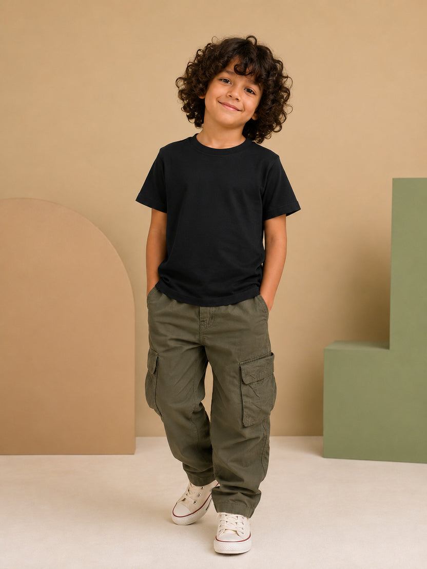 Straight Olive Utility Cargo Boy Pant - Image 1