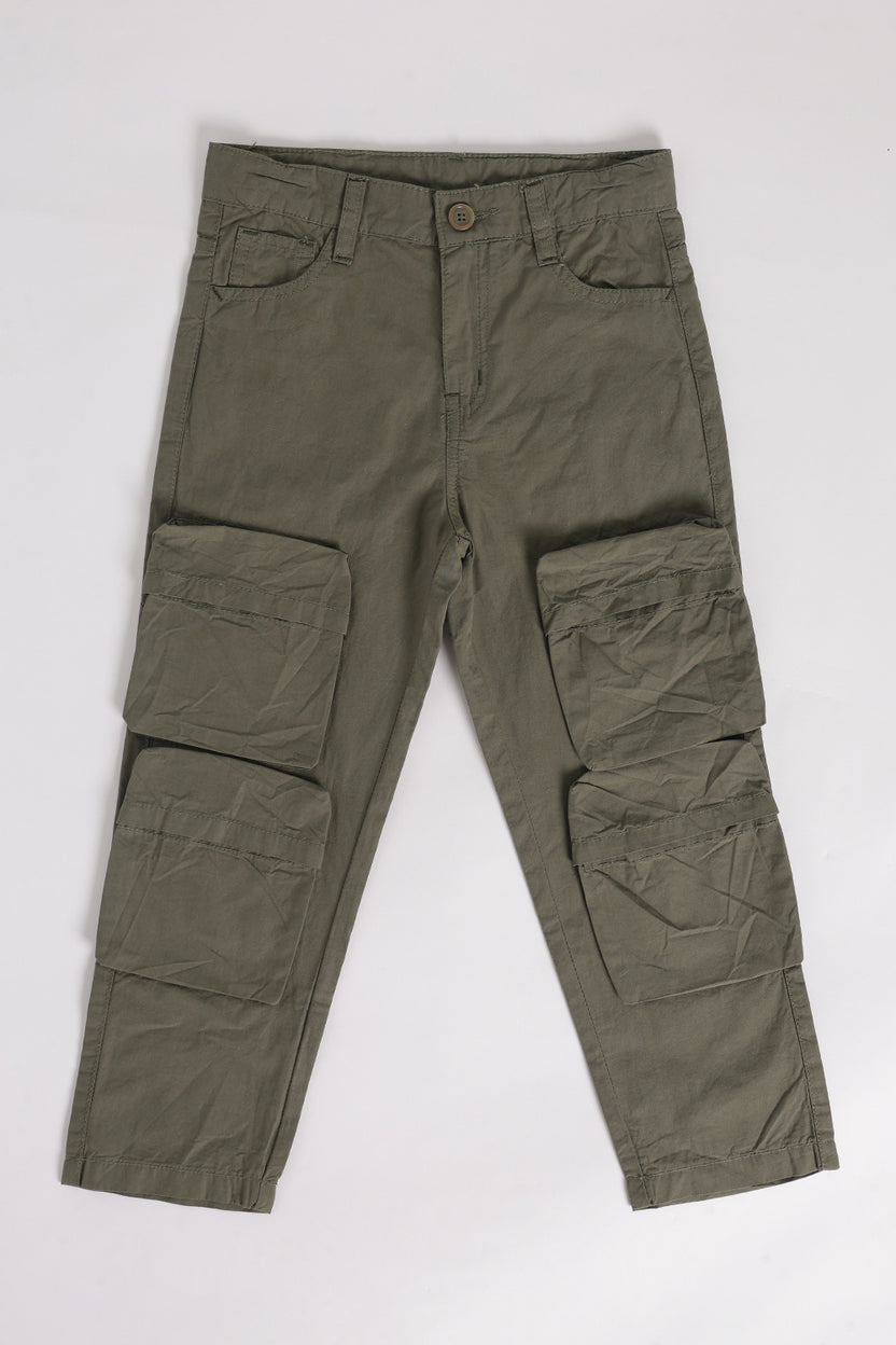 Straight Olive Utility Cargo Boy Pant - Image 2