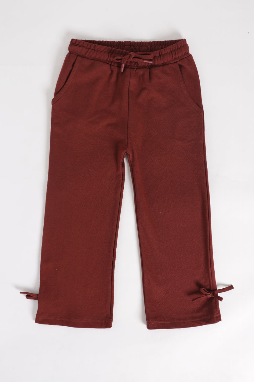 Maroon Flared Fit Jogger With 2 Pocket For Girls - Image 2