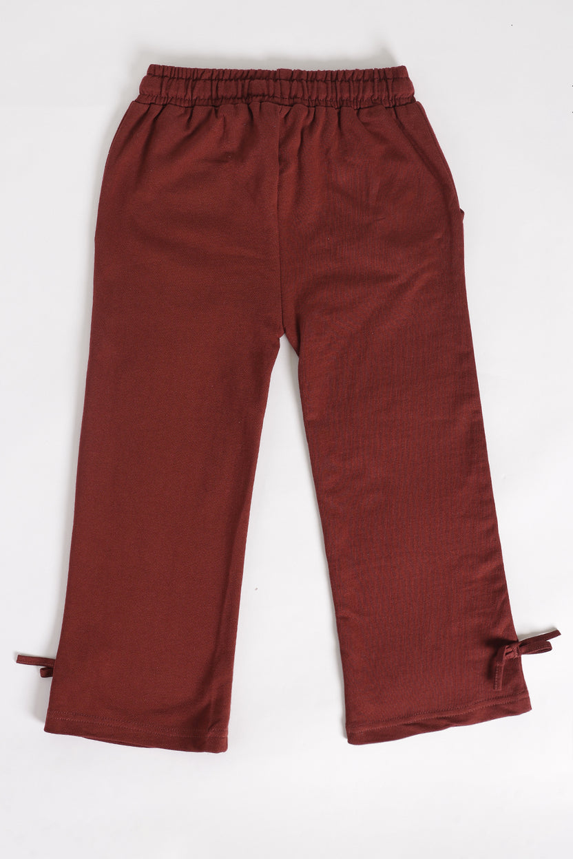 Maroon Flared Fit Jogger With 2 Pocket For Girls - Image 3