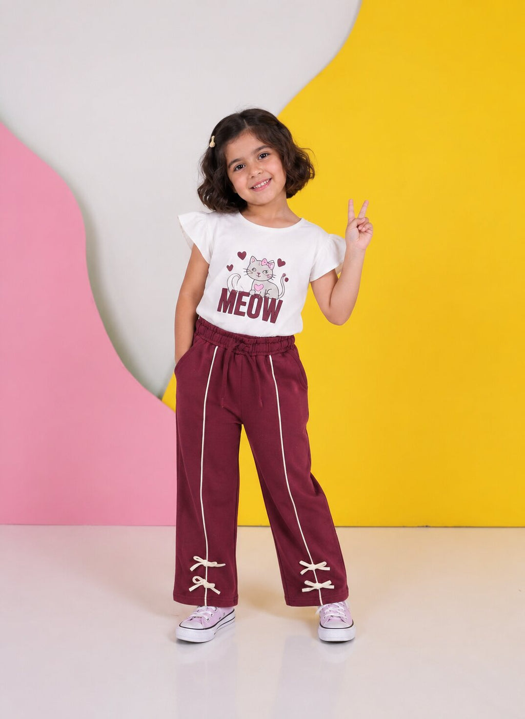 Maroon Regular Fit Jogger With 2 Pocket For Girls - Image 1