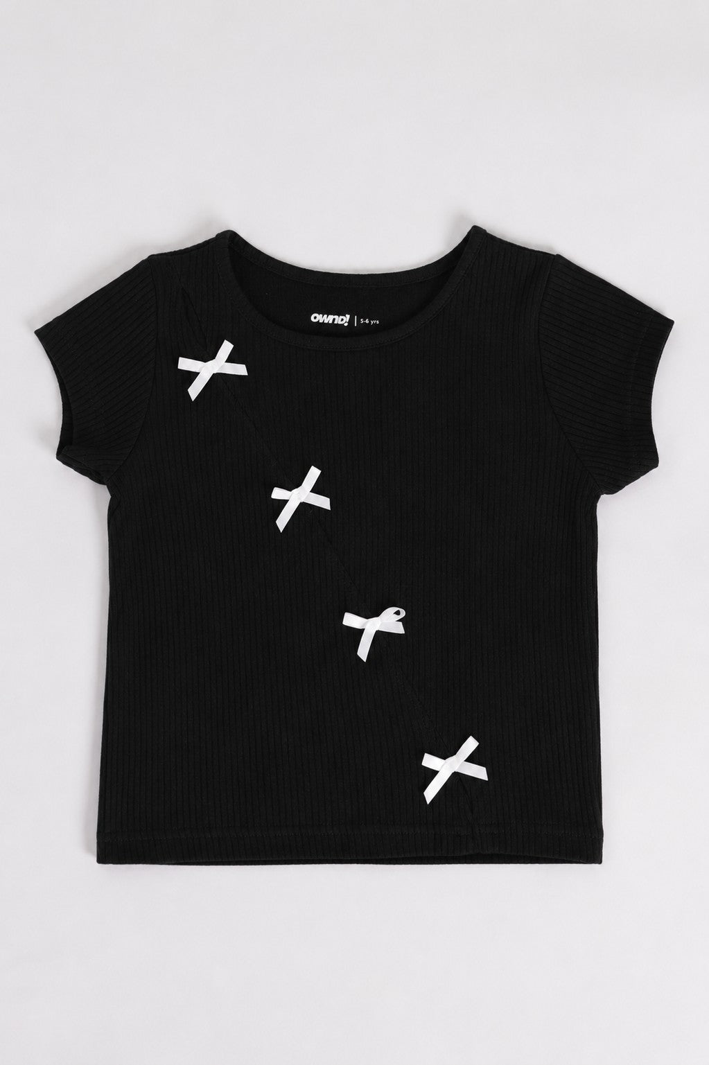 Regular Solid Black Girls T-Shirt - Image 2