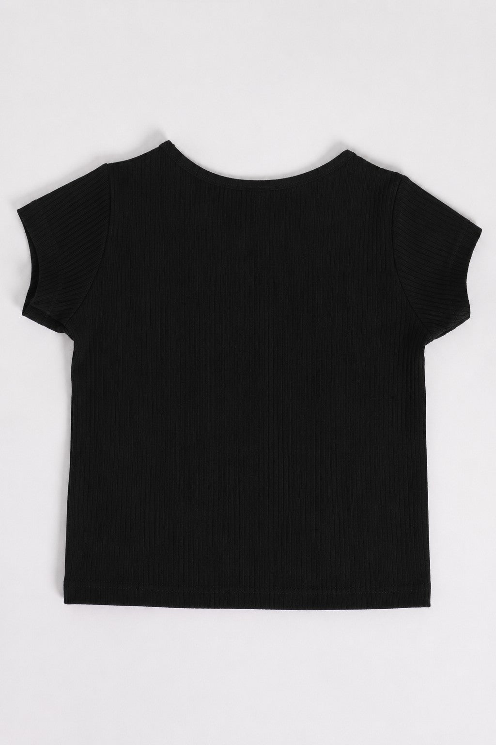 Regular Solid Black Girls T-Shirt - Image 3