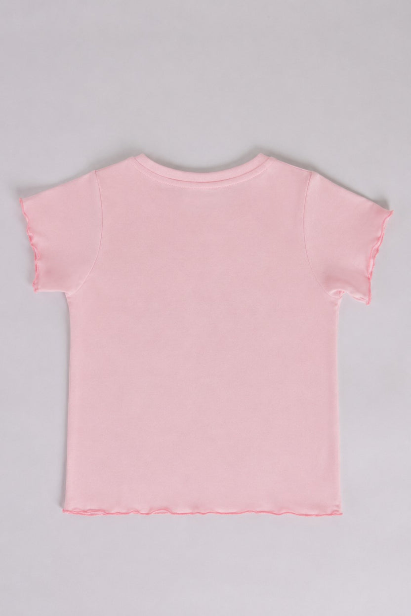 Pink Graphic Regular Fit T-Shirt For Girls - Image 3