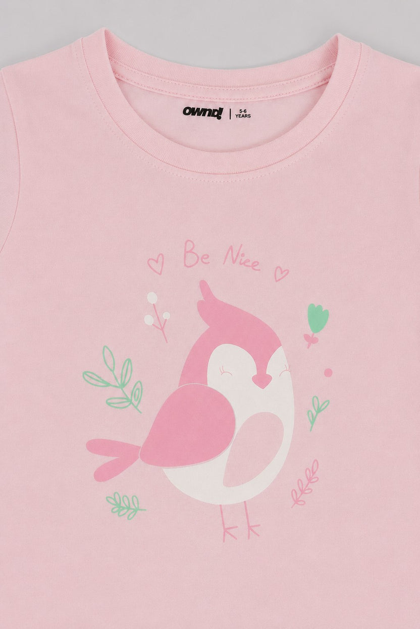 Pink Graphic Regular Fit T-Shirt For Girls - Image 5