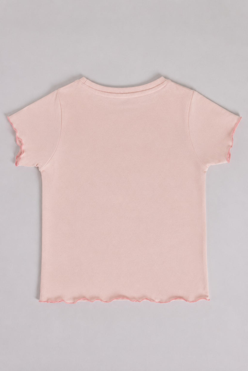 Pink Heart Regular Fit T-Shirt For Girls - Image 3