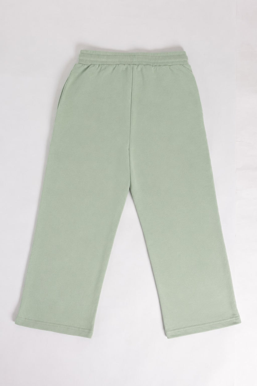 Green Mid Rise Straight Fit Jogger For Tweens Boys - Image 3