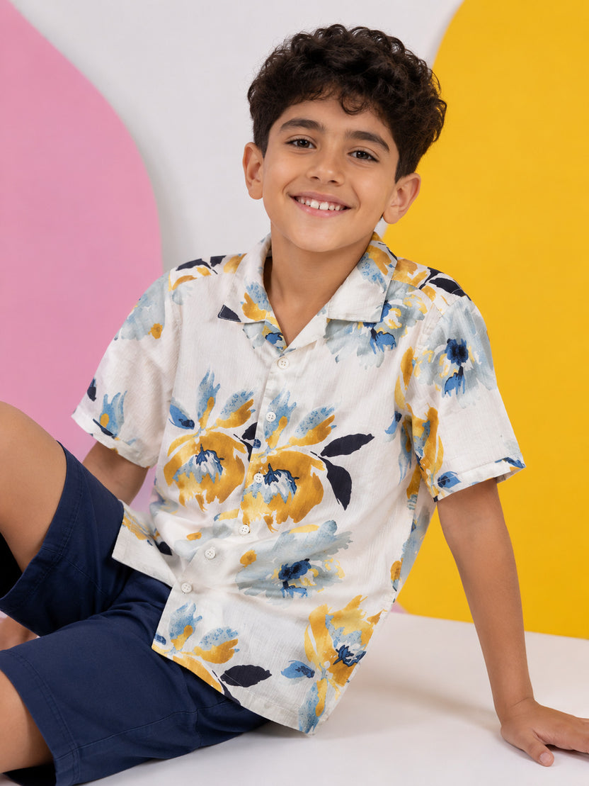 Regular Floral Print Multicolored Shirt For Tweens Boys - Image 1
