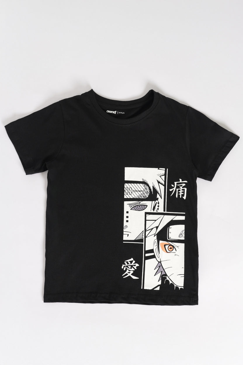 Black Naruto Regular Fit T-Shirt For Tweens Boys - Image 2