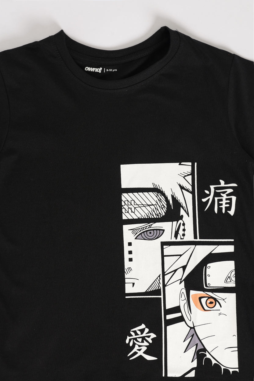 Black Naruto Regular Fit T-Shirt For Tweens Boys - Image 5