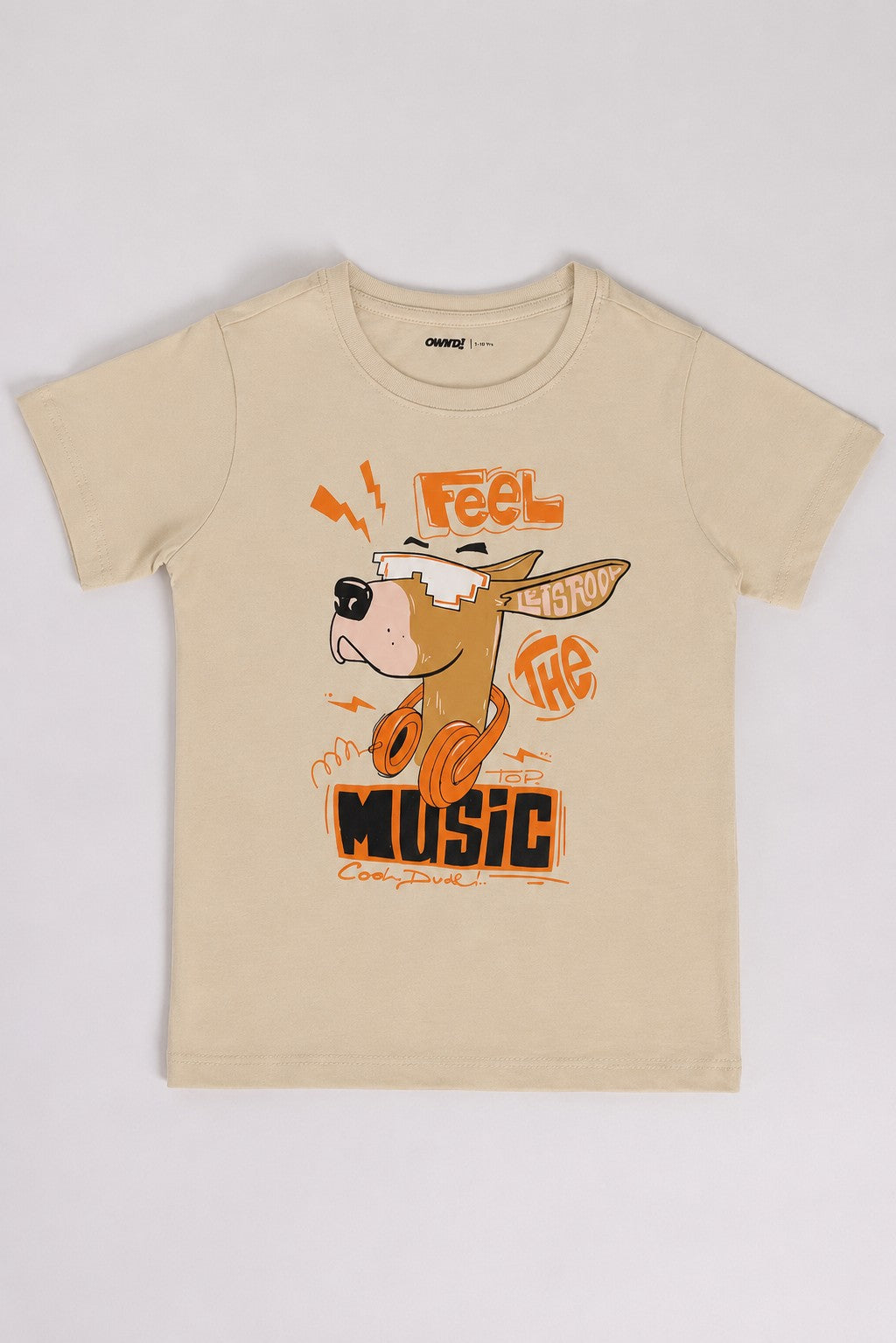 Beige Cartoon Regular Fit T-Shirt For Tweens Boys - Image 2