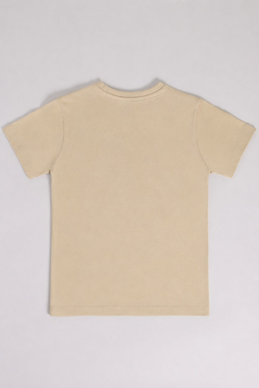 Beige Cartoon Regular Fit T-Shirt For Tweens Boys - Image 3