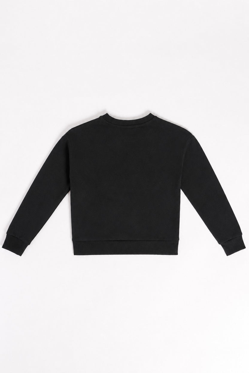 Relaxed Fit Print Black Sweatshirt  For Girls - Image 3