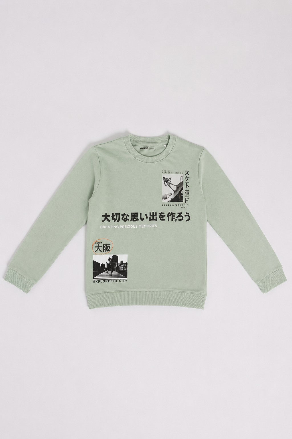 Green Graphic Regular Fit Sweatshirt For Tweens Boys - Image 2