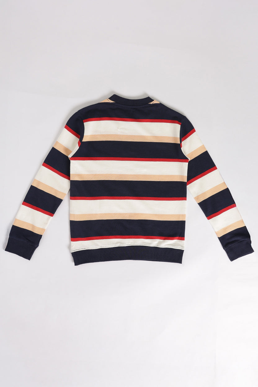 Multi Coloured Stripes Regular Fit Sweatshirt For Tweens Boys - Image 3