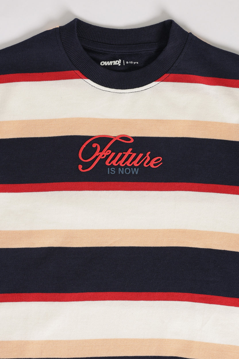 Multi Coloured Stripes Regular Fit Sweatshirt For Tweens Boys - Image 5
