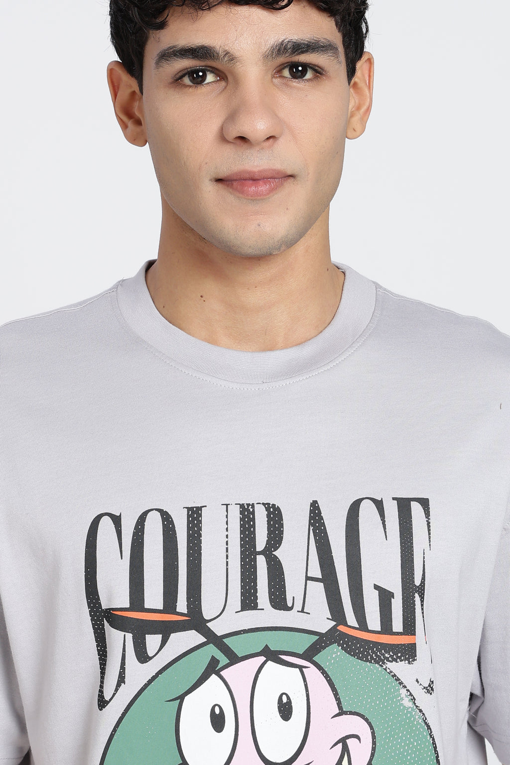 Light Grey Cartoon Regular Fit T-Shirt For Men - Image 3
