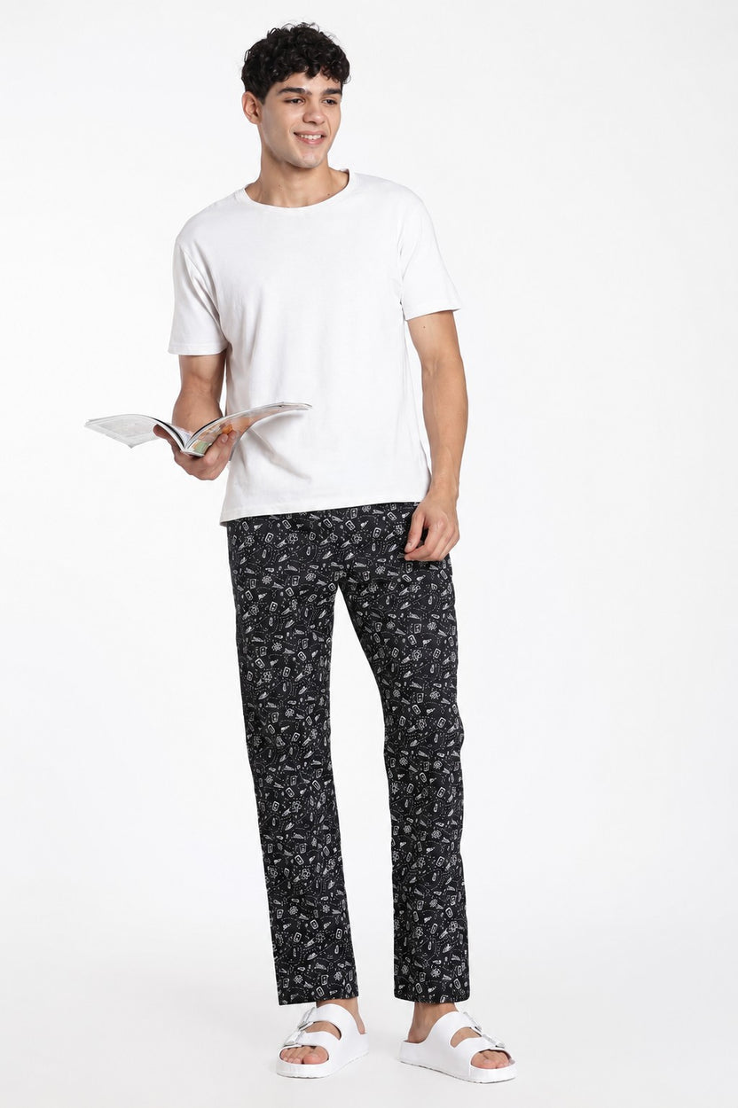 Black Regular Fit Pyjama With 2 Pocket For Men - Image 5