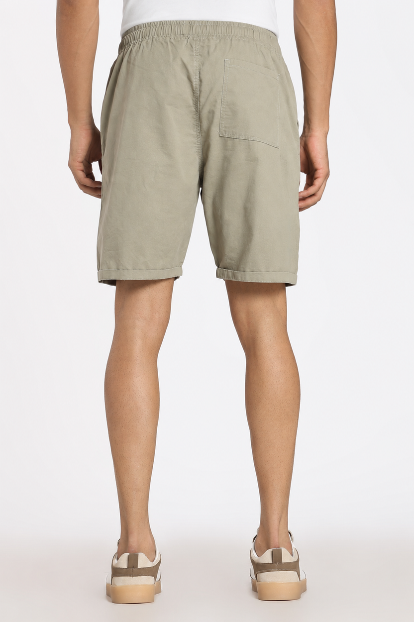 Light Green Regular Fit Shorts With 3 Pocket For Men - Image 5