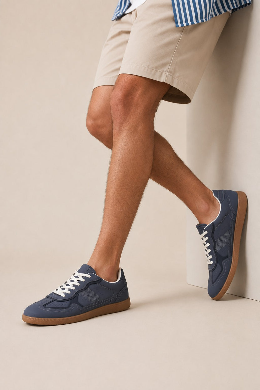 Blue Color Block Sneaker For Men - Image 1