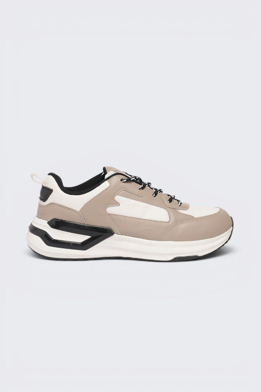 Beige Color Block Sneaker For Men - Image 2