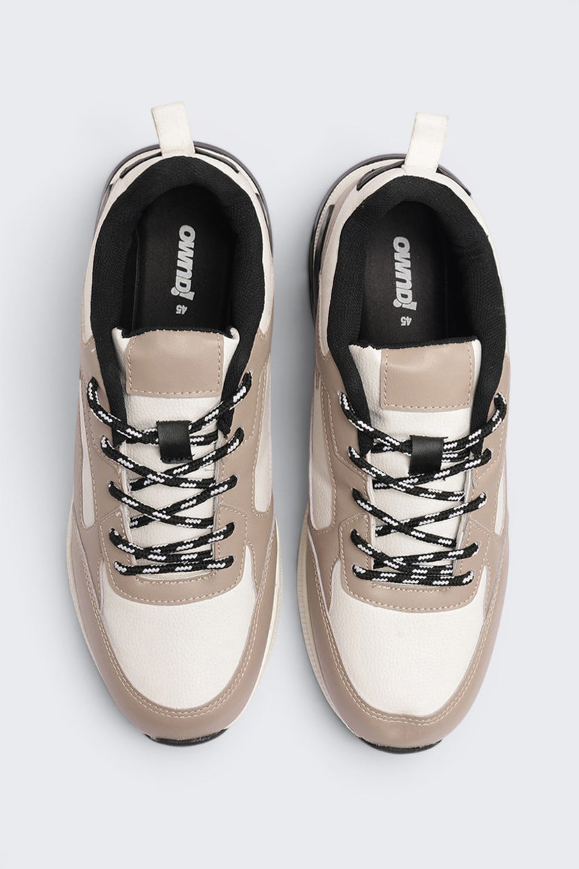 Beige Color Block Sneaker For Men - Image 4
