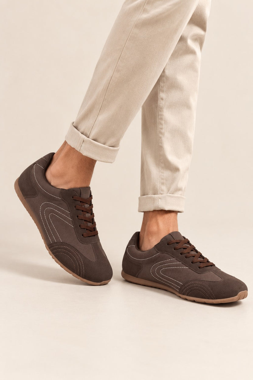 Chocolate Lace-Up Sneaker For Men - Image 1