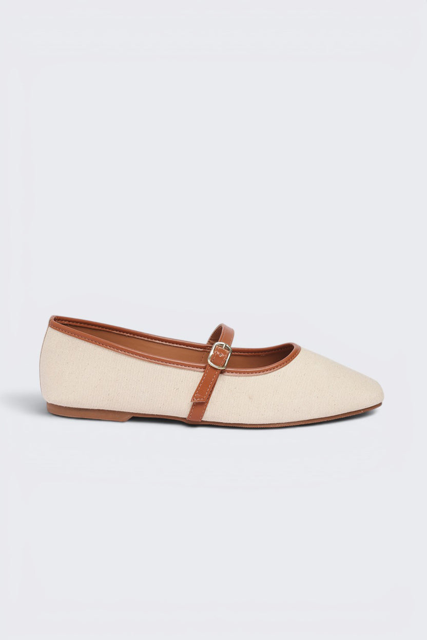 Beige Solid Ballerina For Women - Image 2