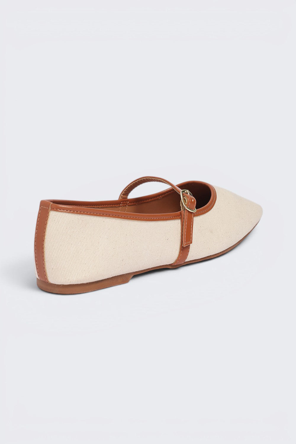 Beige Solid Ballerina For Women - Image 3
