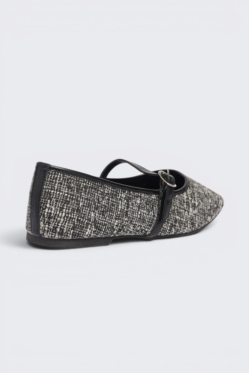 Black Textured Ballerina For Women - Image 3