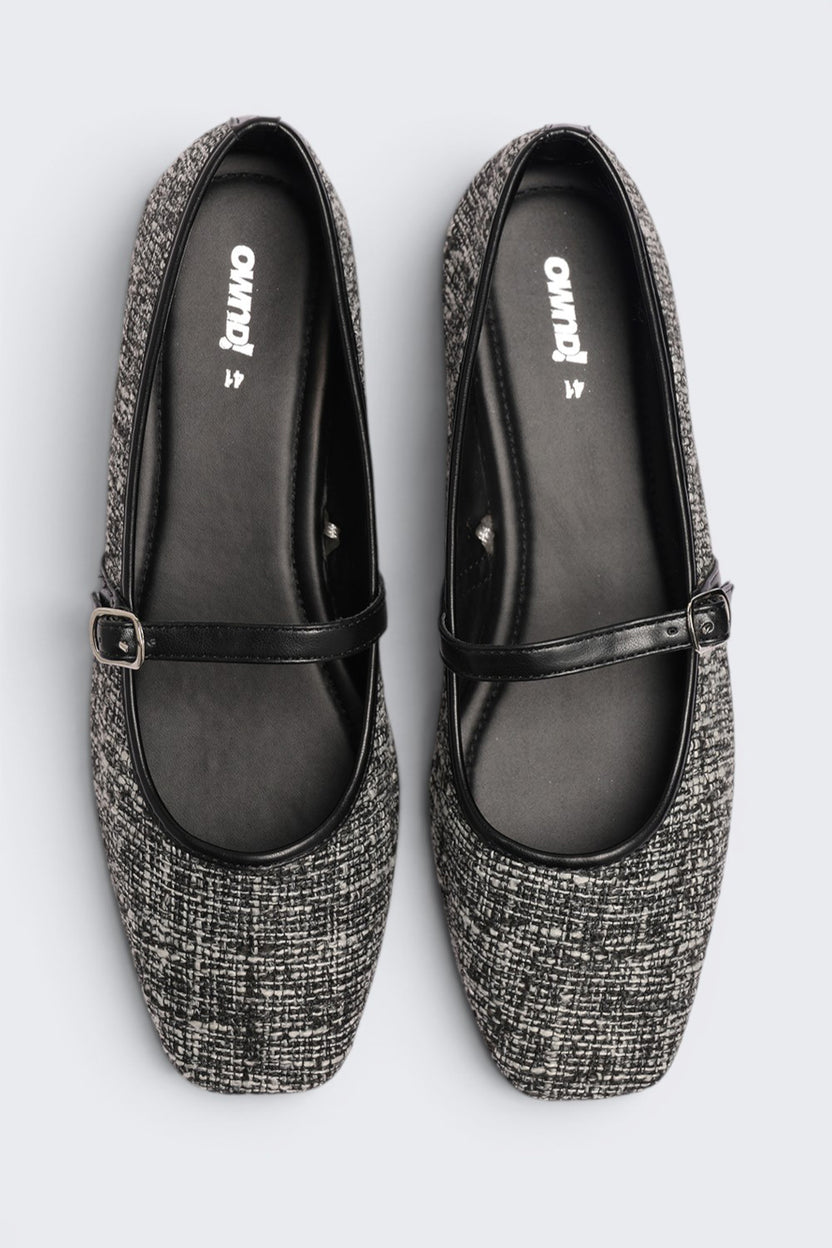 Black Textured Ballerina For Women - Image 4