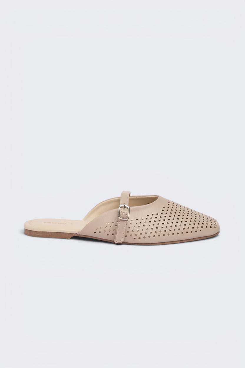 Beige Cut Work Ballerina For Women - Image 2