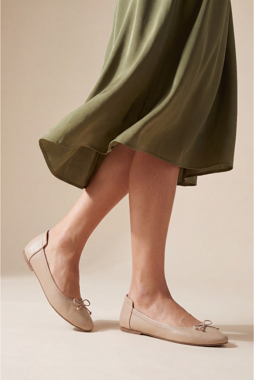 Beige Solid Ballerina For Women - Image 1