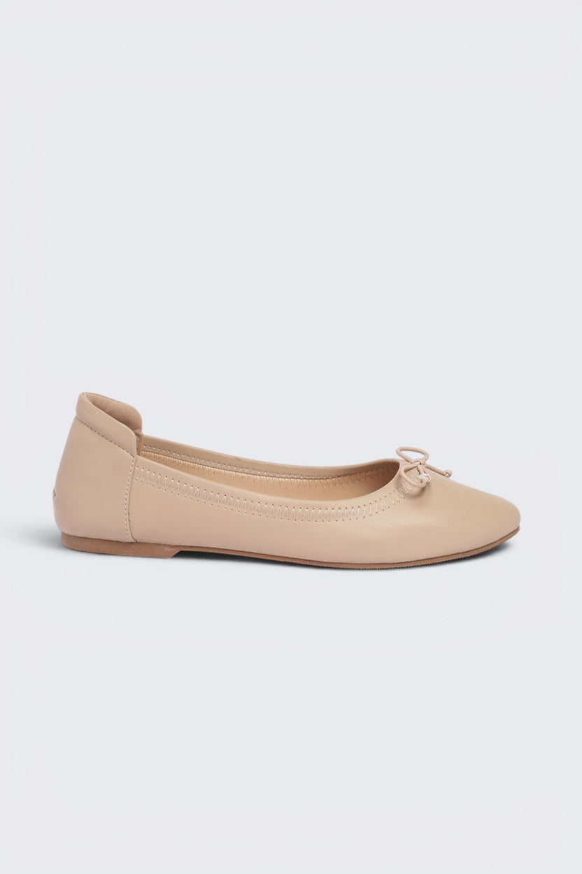 Beige Solid Ballerina For Women - Image 2