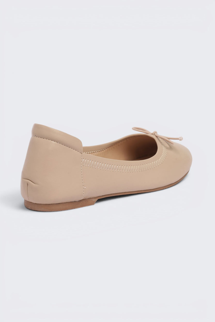 Beige Solid Ballerina For Women - Image 3