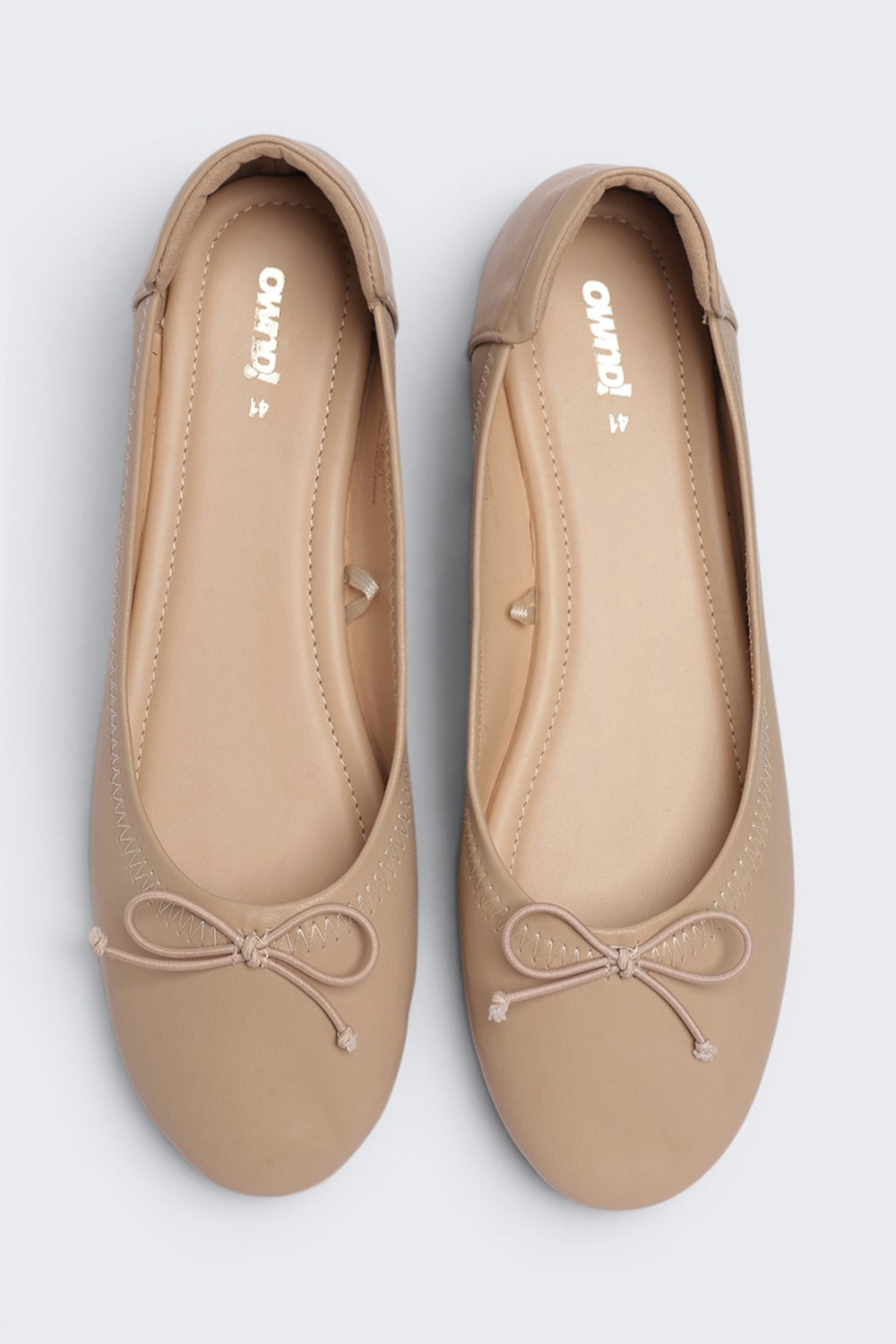 Beige Solid Ballerina For Women - Image 4