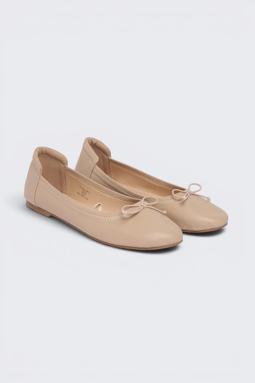 Beige Solid Ballerina For Women - Image 5