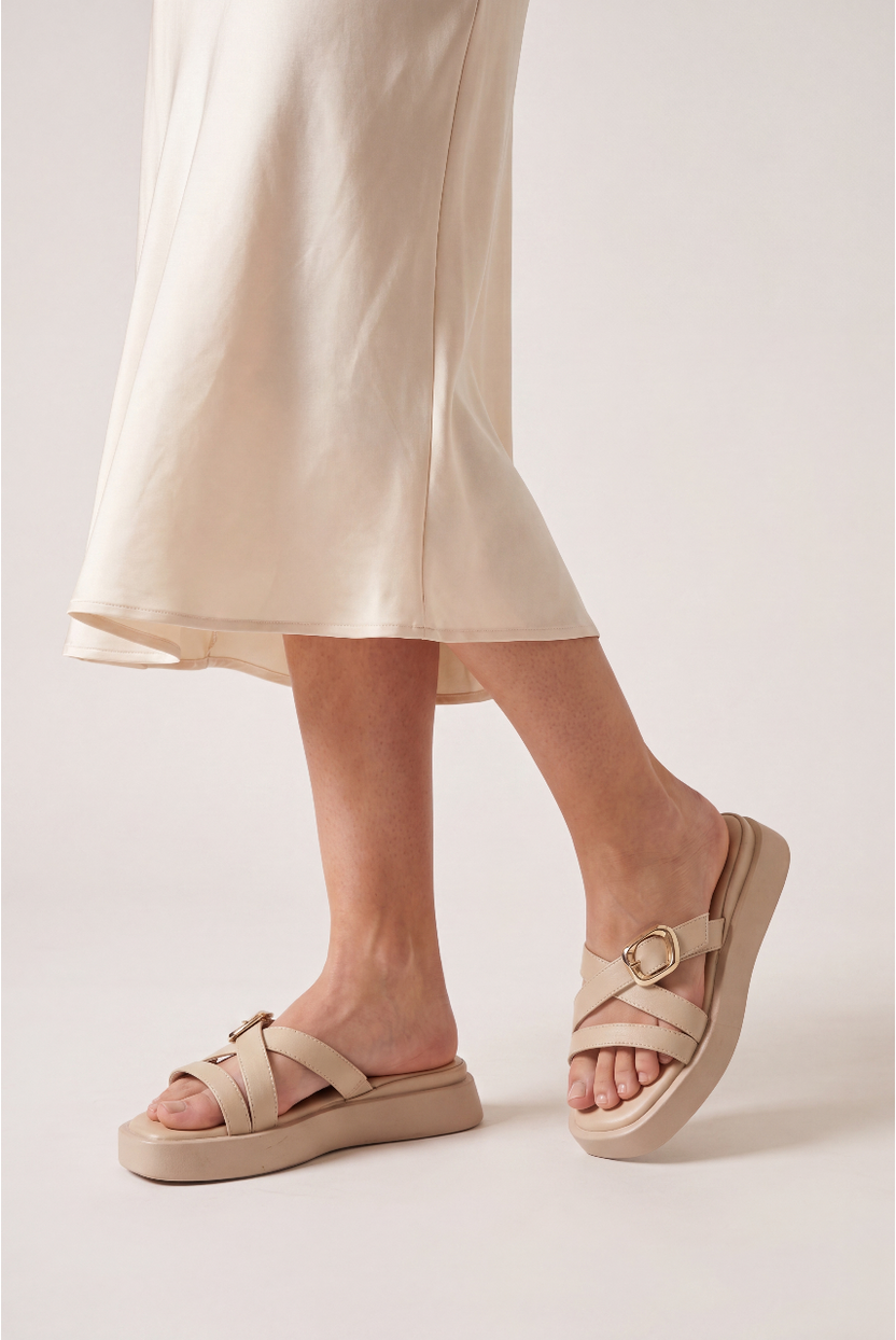 Beige Open Toe Sandal For Women - Image 1
