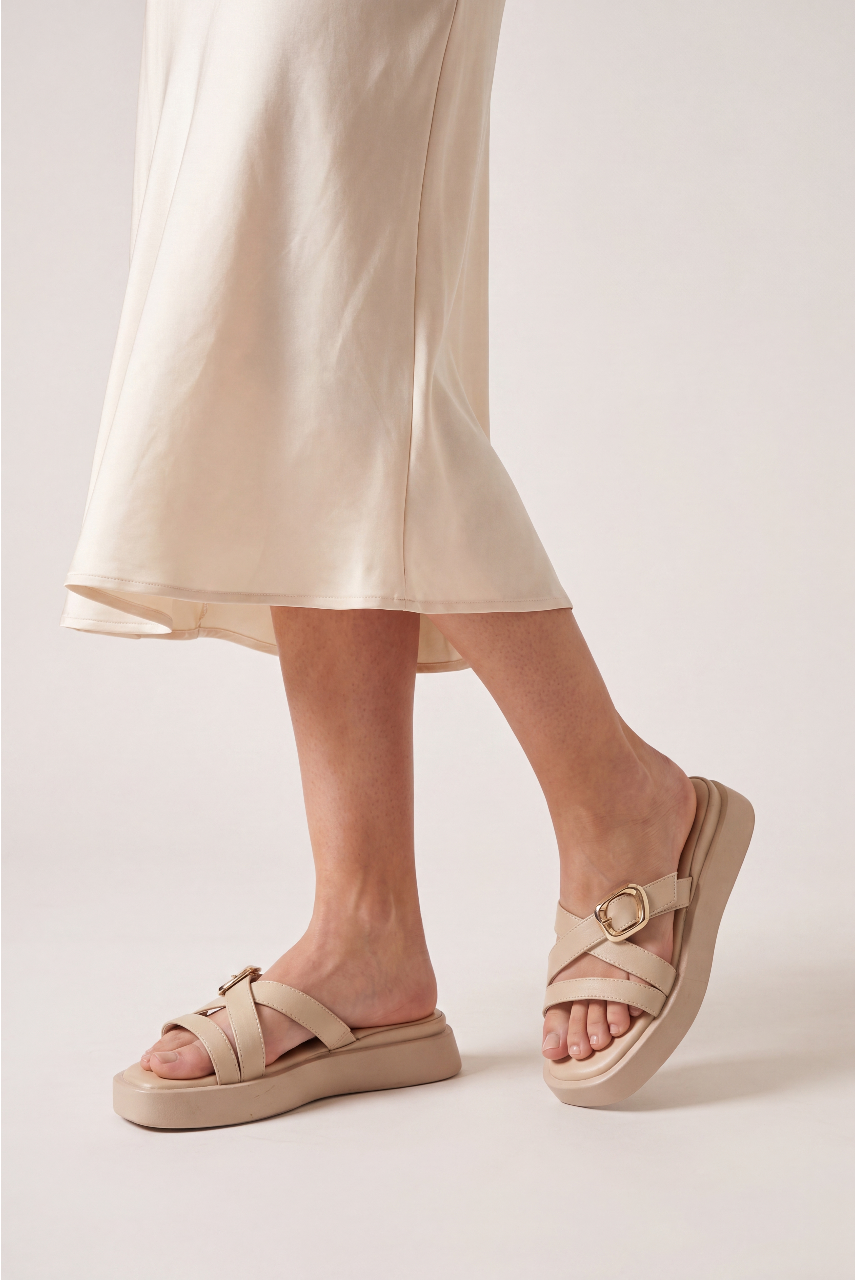 Beige Open Toe Sandal For Women - Image 1
