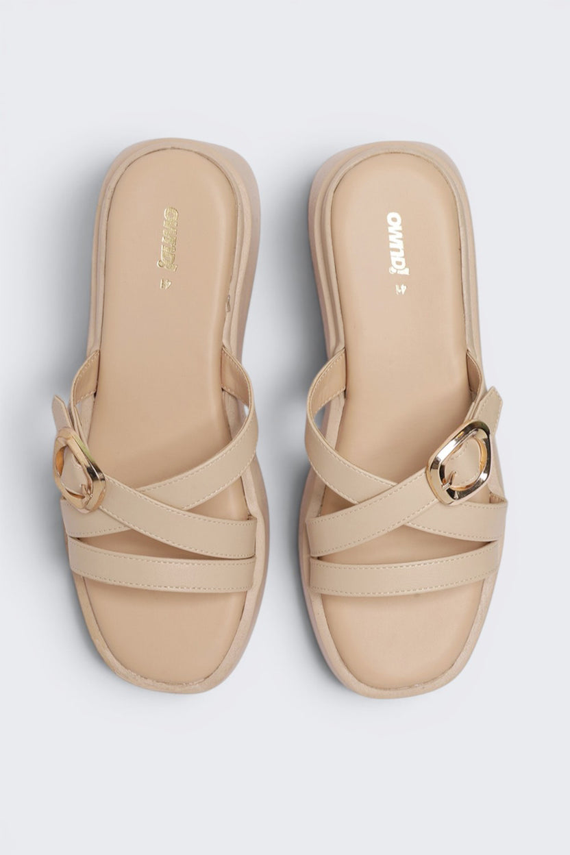 Beige Open Toe Sandal For Women - Image 4