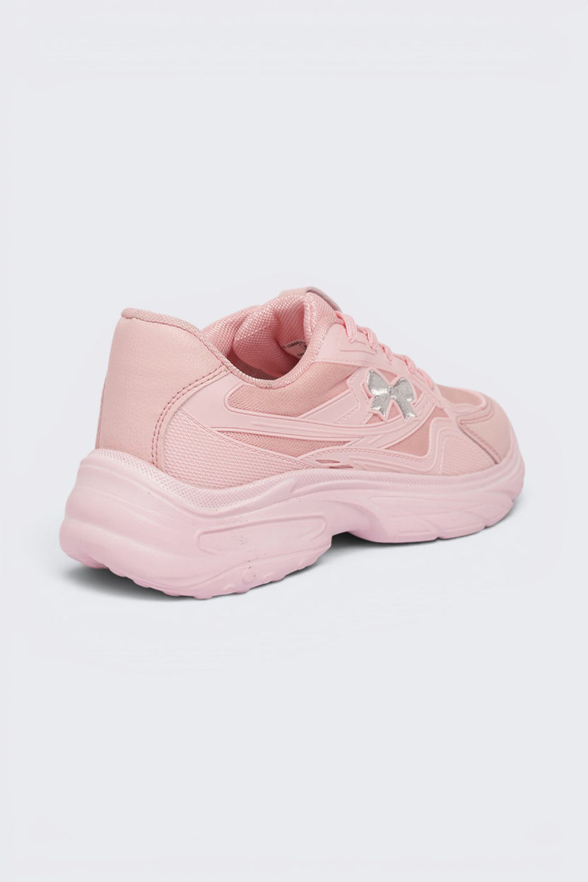 Pink Lace-Up Sneaker For Women - Image 3