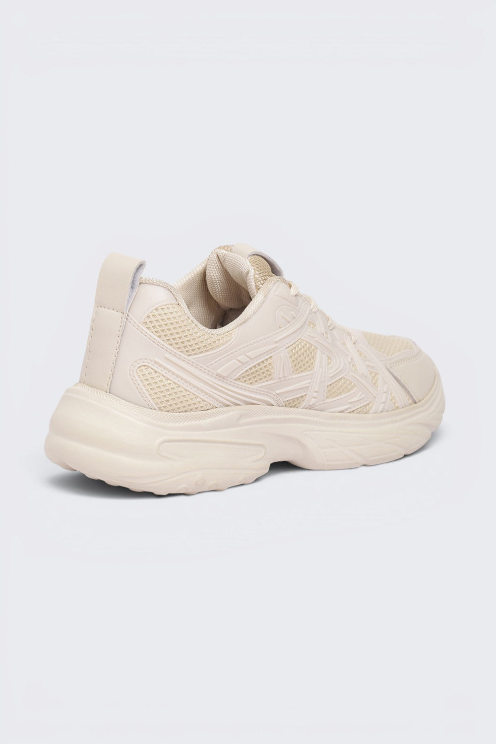 Beige Lace-Up Sneaker For Women - Image 3
