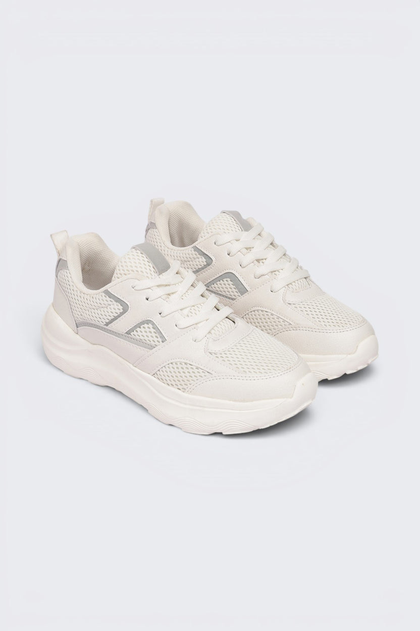 Off White Lace-Up Sneaker For Women - Image 6