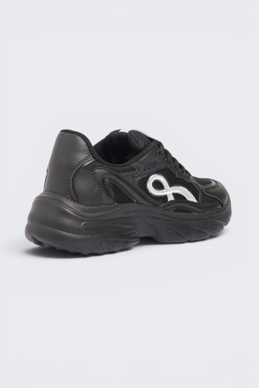 Black Lace-Up Sneaker For Women - Image 3